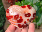 Polished Red Spotty Carnelian Gemstone Heart x 1 From Madagascar