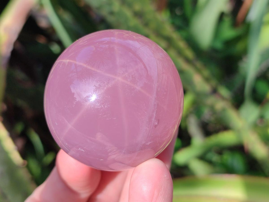 Polished Gemmy Star Rose Quartz Sphere with Rose Quartz Bowl Set x 1 From Ambatondrazaka, Madagascar