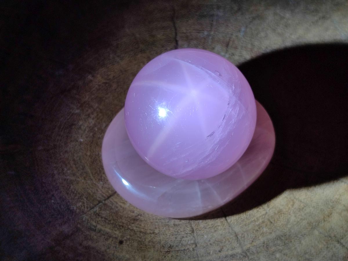 Polished Gemmy Star Rose Quartz Sphere with Rose Quartz Bowl Set x 1 From Ambatondrazaka, Madagascar