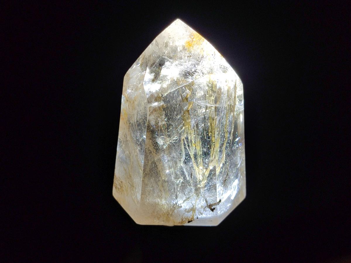 Polished Icy Frosted Veiled Clear Quartz Crystal with Biotite Inclusion x 1 From Madagascar