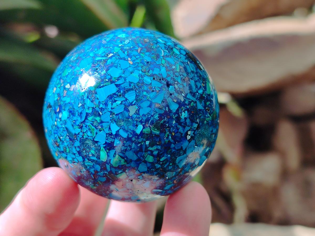 Polished Hand Made Chrysocolla, Azurite and Malachite Conglomerate Sphere x 1 From Congo