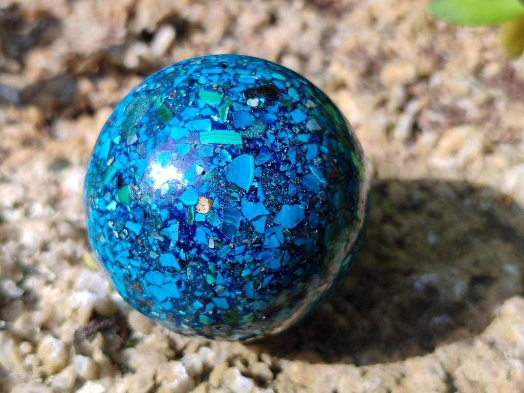 Polished Hand Made Chrysocolla, Azurite and Malachite Conglomerate Sphere x 1 From Congo
