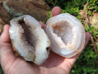 Polished Pair of Agate Crystal Centred Geodes x 1 From Maintirano Madagascar