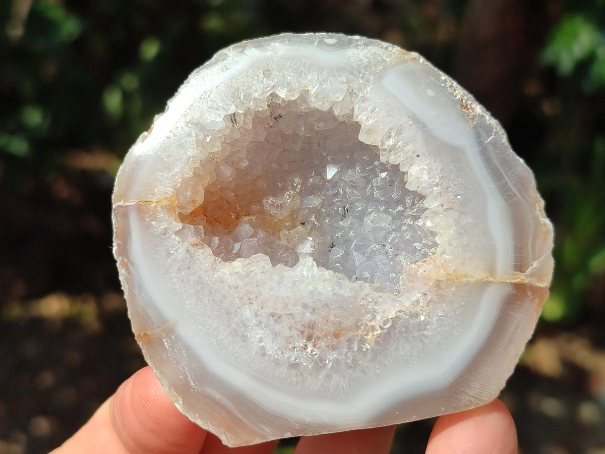 Polished Pair of Agate Crystal Centred Geodes x 1 From Maintirano Madagascar