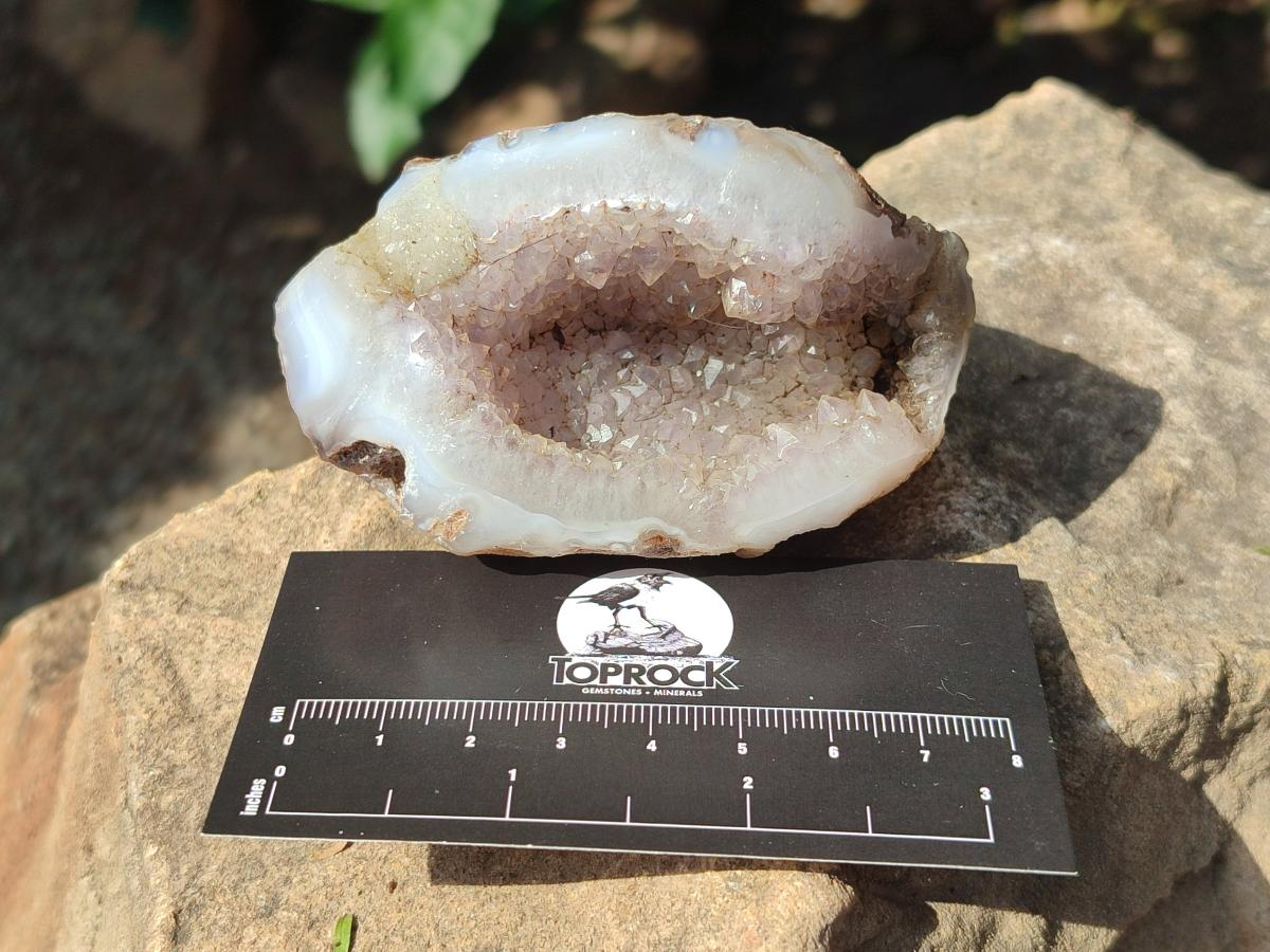 Polished Pair of Agate Crystal Centred Geodes x 1 From Maintirano Madagascar