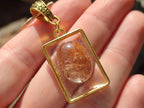 Hand Made Golden Rutile Quartz Cabochon Necklace x 1 From Madagascar