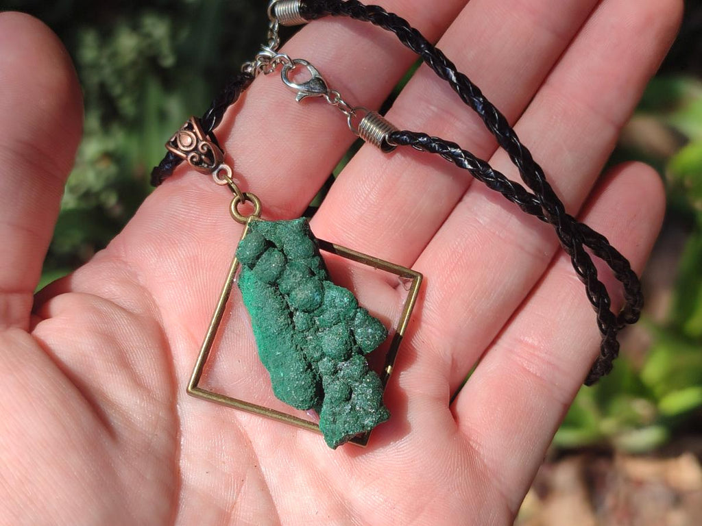 Hand Made Malachite Stalactite Specimen Necklace x 1 From Congo