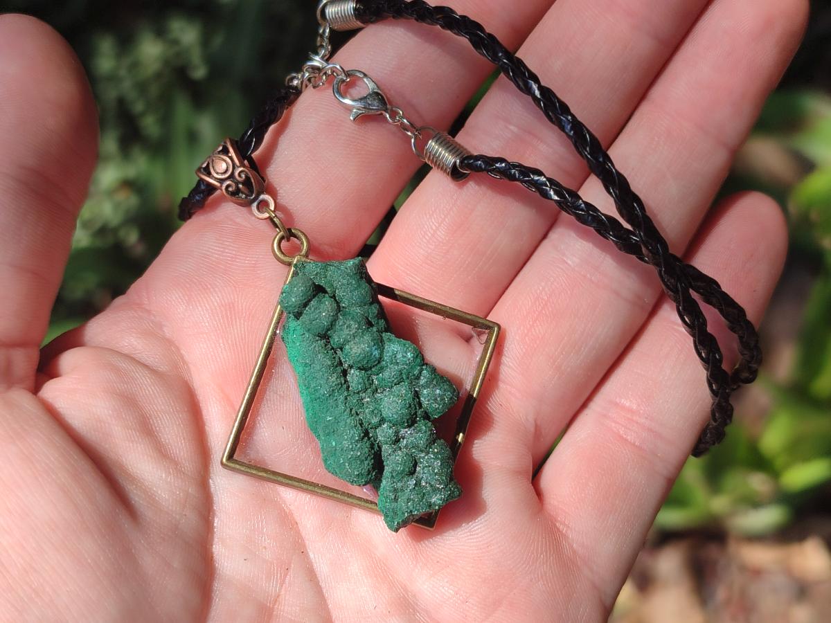 Hand Made Malachite Stalactite Specimen Necklace x 1 From Congo