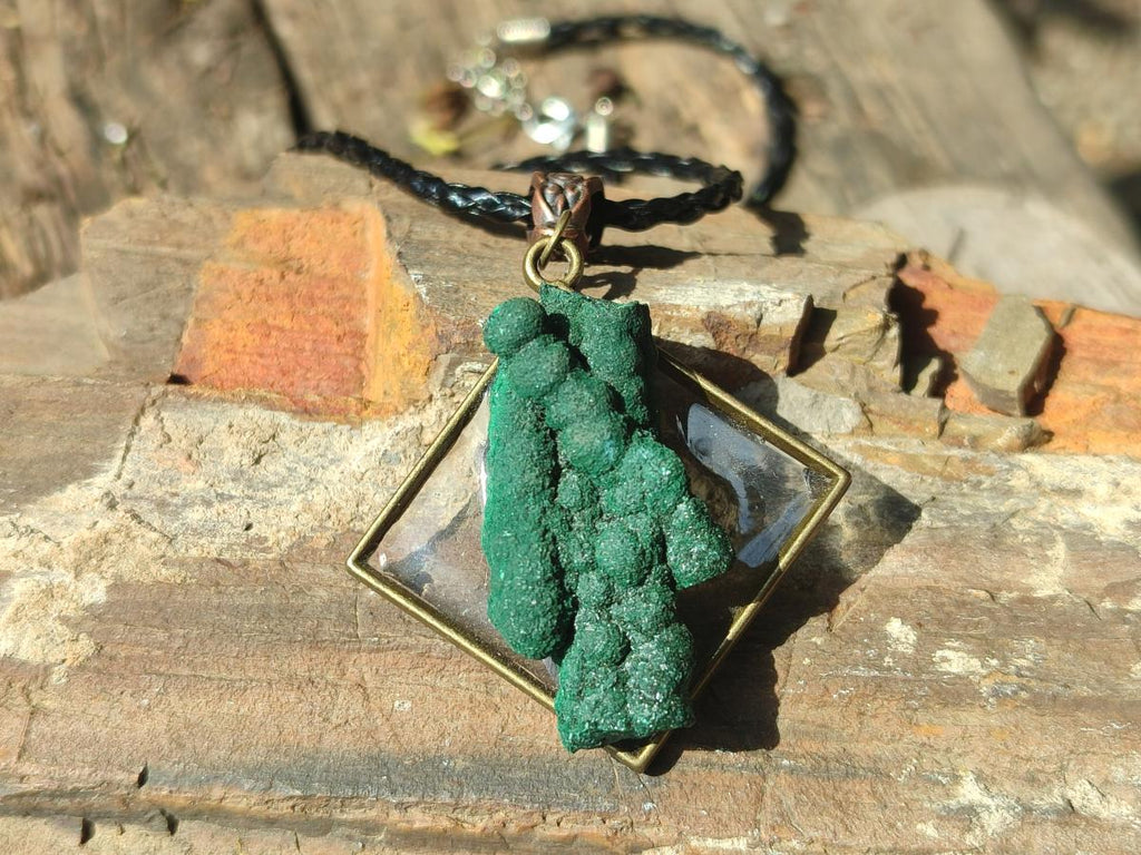 Hand Made Malachite Stalactite Specimen Necklace x 1 From Congo