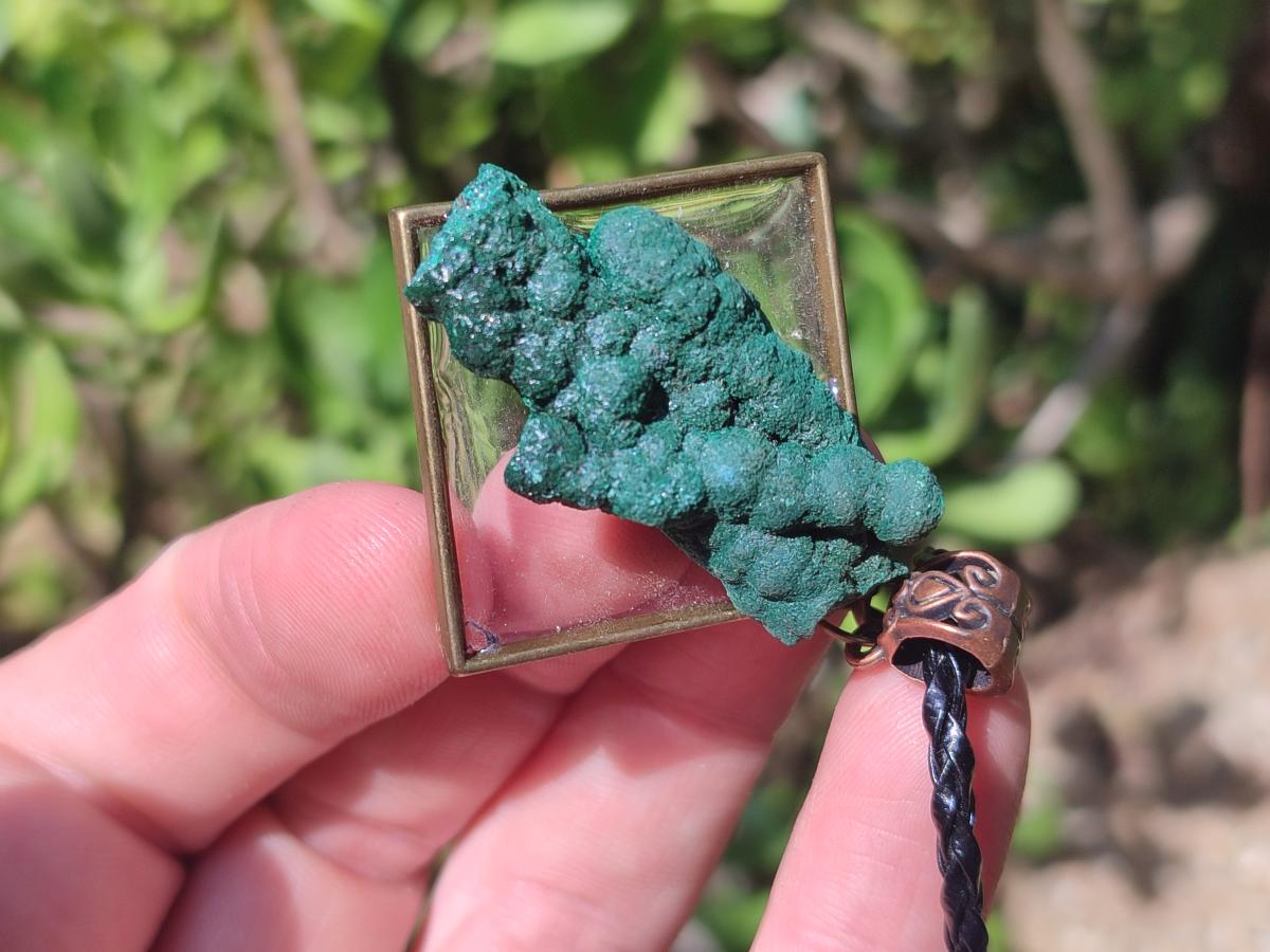 Hand Made Malachite Stalactite Specimen Necklace x 1 From Congo