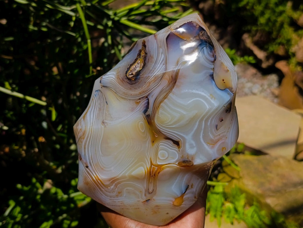 Polished Large Banded Agate Flame Sculpture  x 1 From Moralambo, Madagascar