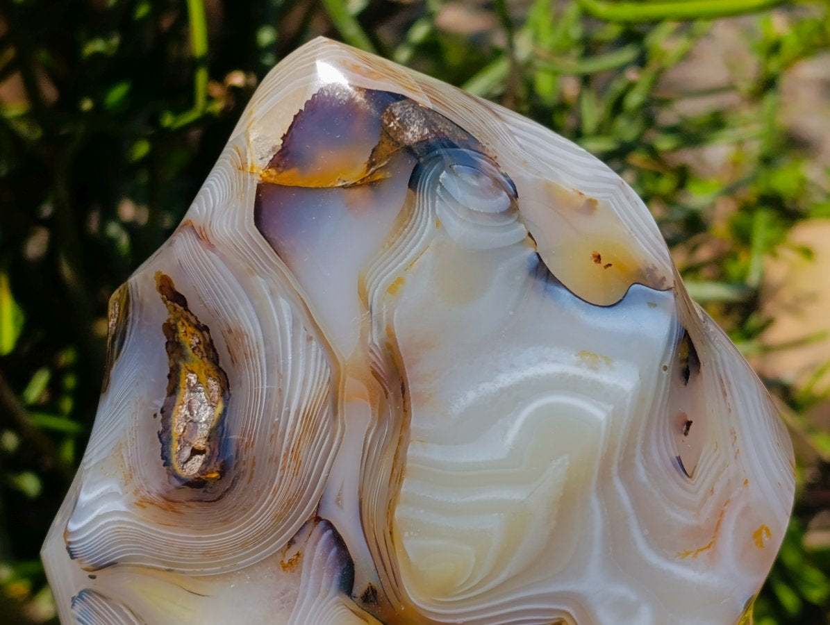 Polished Large Banded Agate Flame Sculpture  x 1 From Moralambo, Madagascar