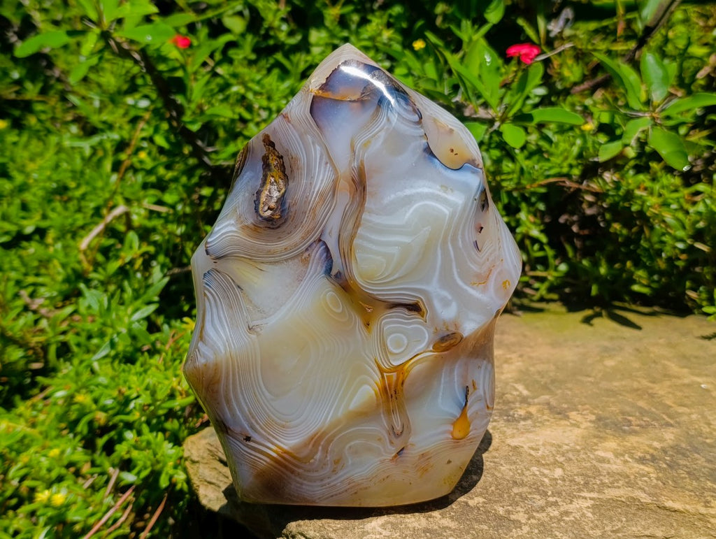 Polished Large Banded Agate Flame Sculpture  x 1 From Moralambo, Madagascar