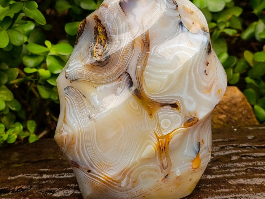 Polished Large Banded Agate Flame Sculpture  x 1 From Moralambo, Madagascar