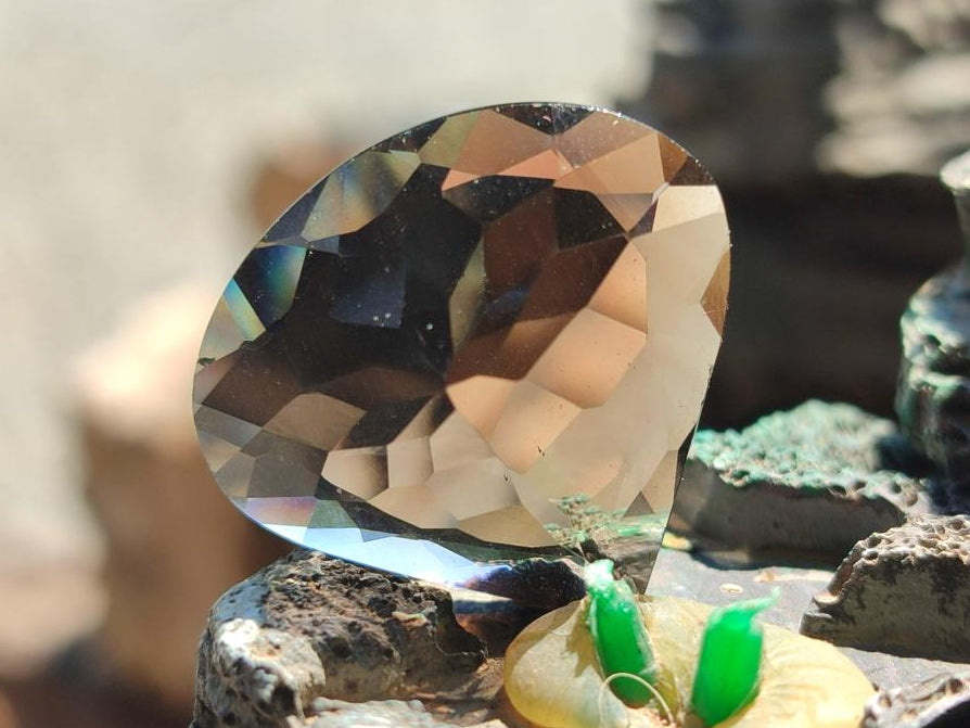 Polished Faceted 29.5 Carat Smokey Quartz Heart Stone x 1 From Madagascar