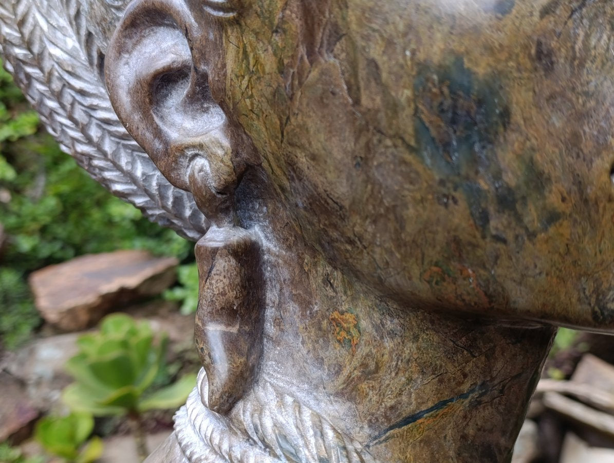Hand Made XXL Young African Woman Green Verdite Bust x 1 From Zimbabwe