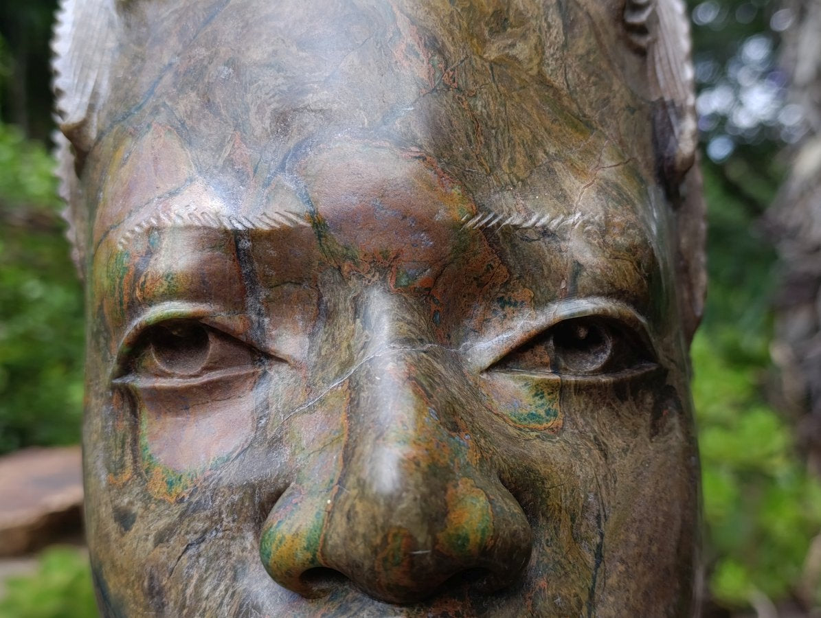 Hand Made XXL Young African Woman Green Verdite Bust x 1 From Zimbabwe
