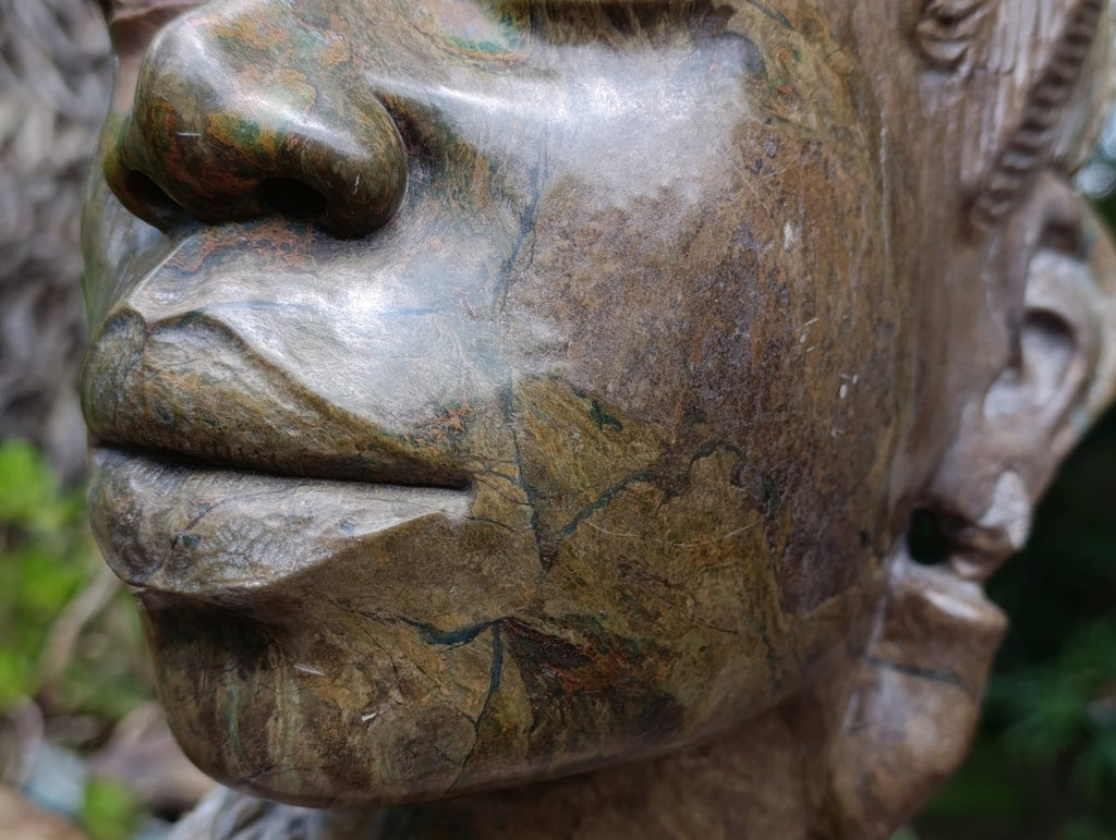 Hand Made XXL Young African Woman Green Verdite Bust x 1 From Zimbabwe