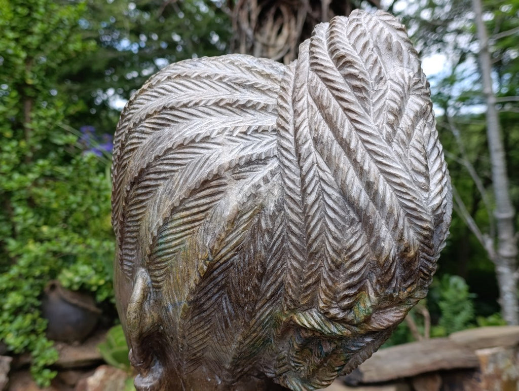 Hand Made XXL Young African Woman Green Verdite Bust x 1 From Zimbabwe