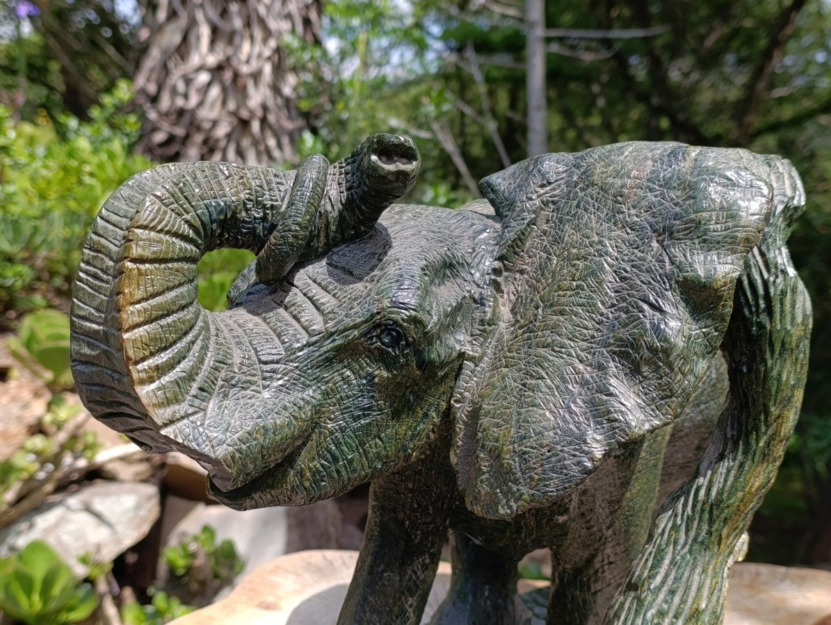 Polished XXL Green Verdite Elephant Sculpture x 1 From Zimbabwe