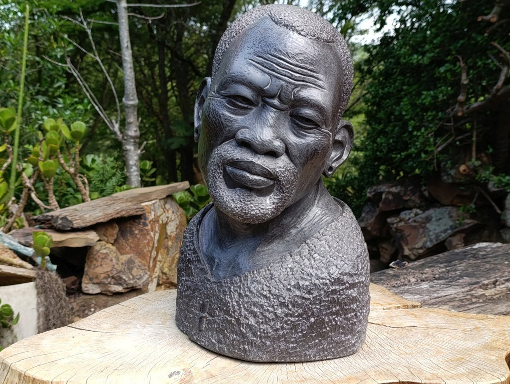 Hand Made XXL Wonder Stone Male African Bust Sculpture x 1 From Zimbabwe