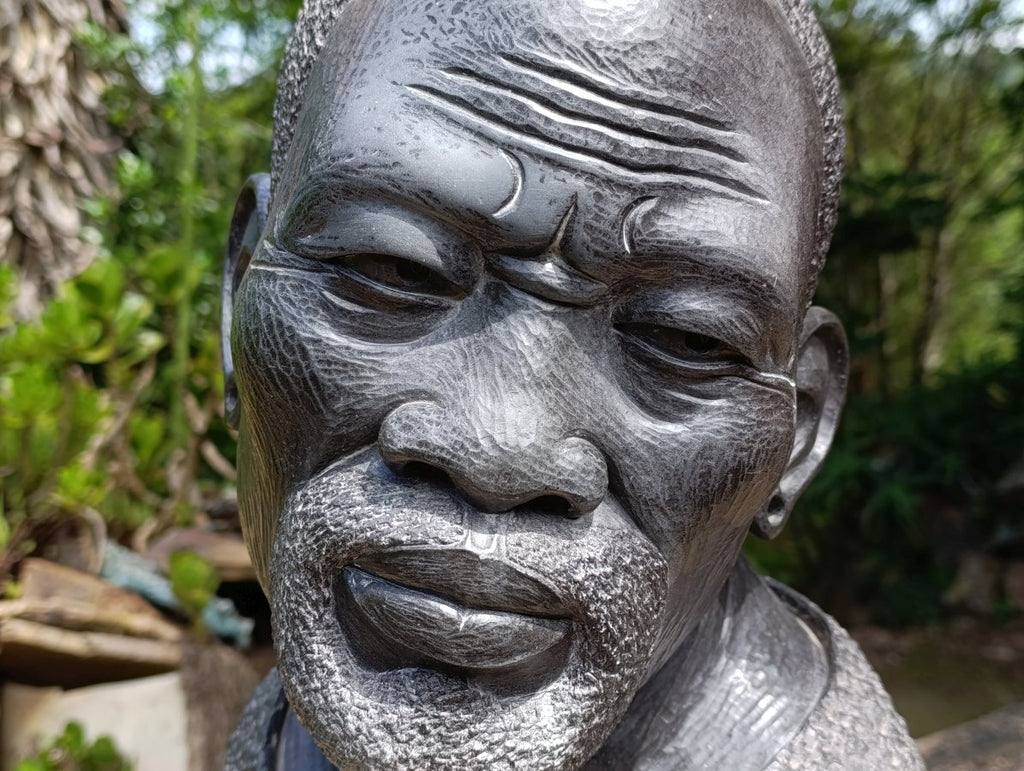 Hand Made XXL Wonder Stone Male African Bust Sculpture x 1 From Zimbabwe