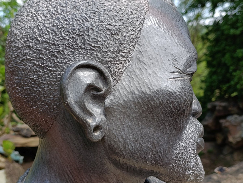 Hand Made XXL Wonder Stone Male African Bust Sculpture x 1 From Zimbabwe