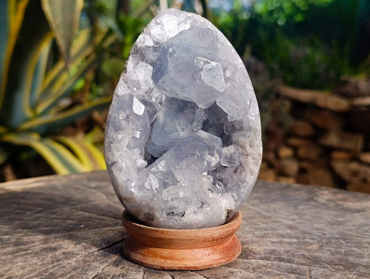 Polished Blue Celestite Egg x 1 From Sakoany Madagascar
