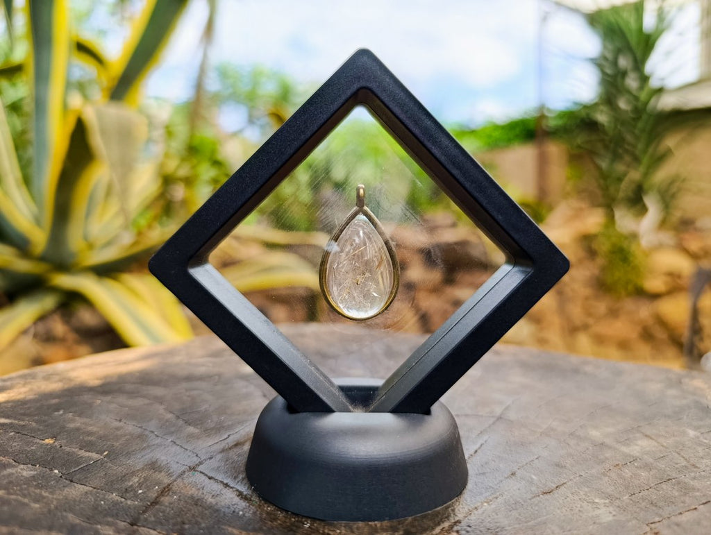 Handmade Teardrop Cabochon Golden Rutile Rock Crystal Quartz Pendant x 1 From Madagascar