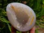 Polished Pair of Agate Quartz Centre Geodes x 1 From Maintirano Madagascar