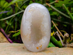 Polished Pair of Agate Quartz Centre Geodes x 1 From Maintirano Madagascar