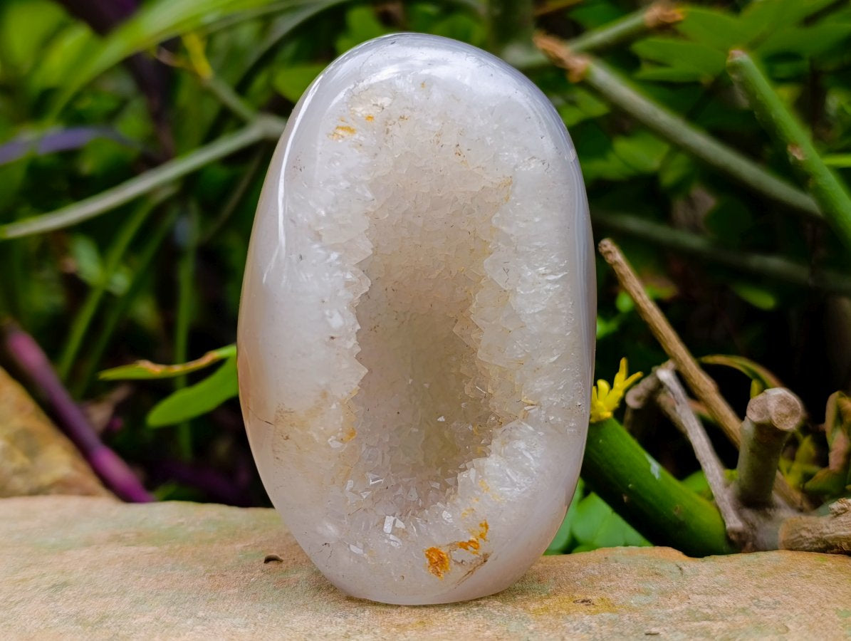 Polished Pair of Agate Quartz Centre Geodes x 1 From Maintirano Madagascar