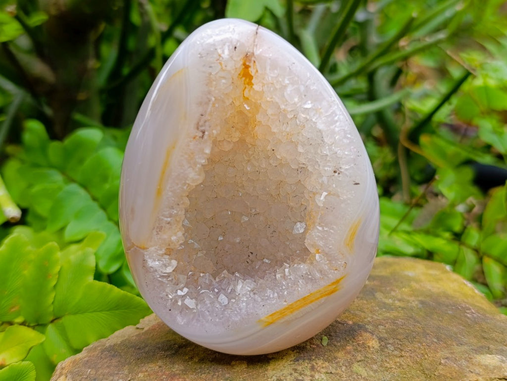 Polished Pair of Agate Quartz Centre Geodes x 1 From Maintirano Madagascar