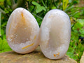 Polished Pair of Agate Quartz Centre Geodes x 1 From Maintirano Madagascar