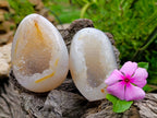 Polished Pair of Agate Quartz Centre Geodes x 1 From Maintirano Madagascar