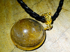 Hand Made Golden Rutile Cabochon in Gold Frame Necklace x 1 From Congo