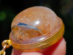 Hand Made Golden Rutile Cabochon in Gold Frame Necklace x 1 From Congo