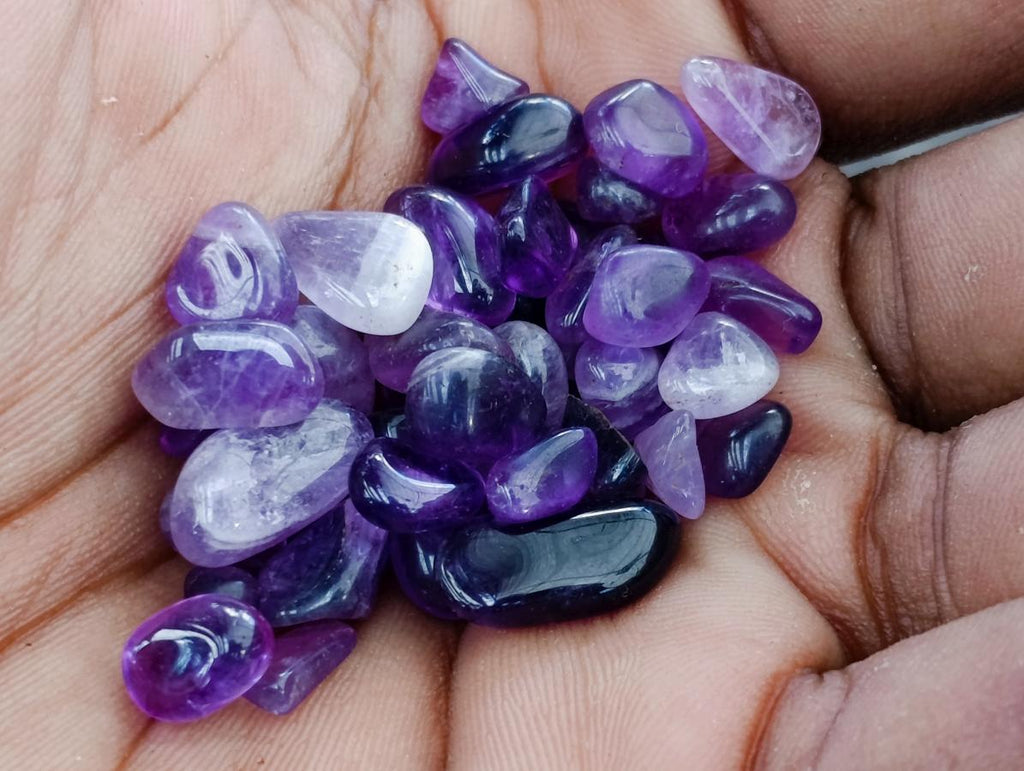 Polished Mini Chevron Amethyst Tumbled Stones - Sold Per 500g Lot - From Kolomo, Zambia