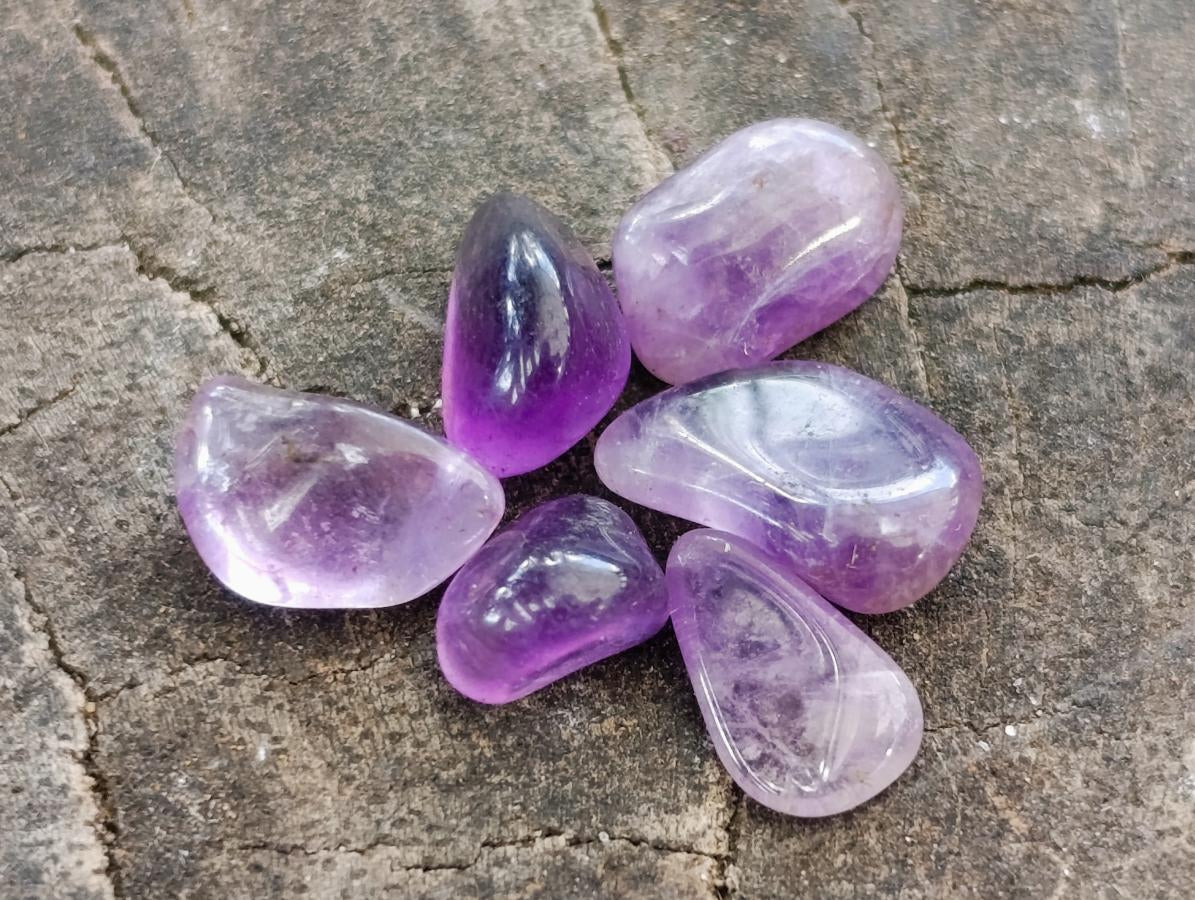 Polished Mini Chevron Amethyst Tumbled Stones - Sold Per 500g Lot - From Kolomo, Zambia