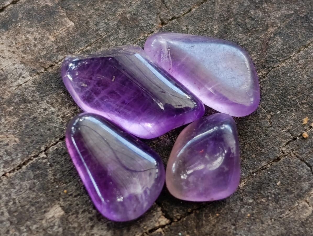 Polished Mini Chevron Amethyst Tumbled Stones - Sold Per 500g Lot - From Kolomo, Zambia