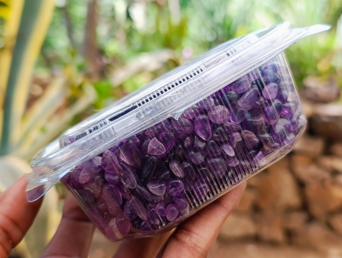 Polished Mini Chevron Amethyst Tumbled Stones - Sold Per 500g Lot - From Kolomo, Zambia