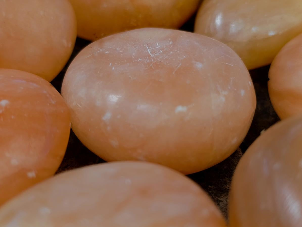 Polished Orange Twist Calcite Palm Stone Bouquet Basket of 8 Pieces x 1 From Madagascar