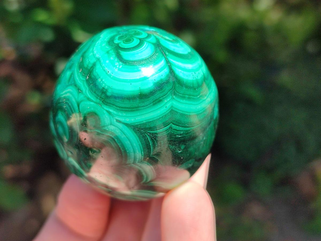 Polished Flower Banded Malachite Egg x 1 From Congo