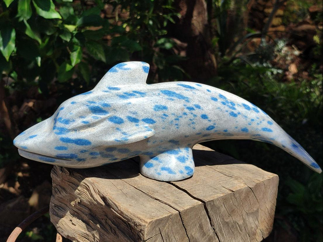 Handmade Large Blue Spotted Spinel Carving x 1 From Madagascar