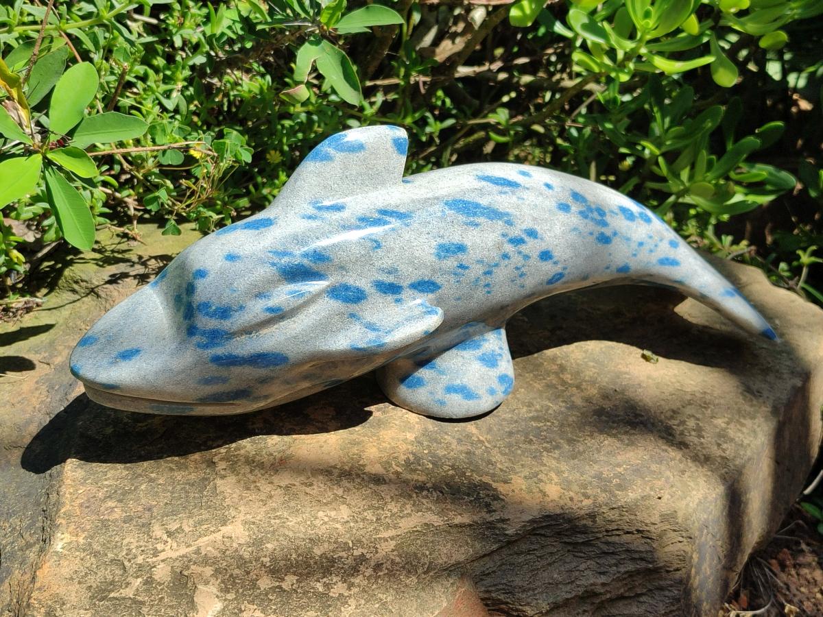 Handmade Large Blue Spotted Spinel Carving x 1 From Madagascar