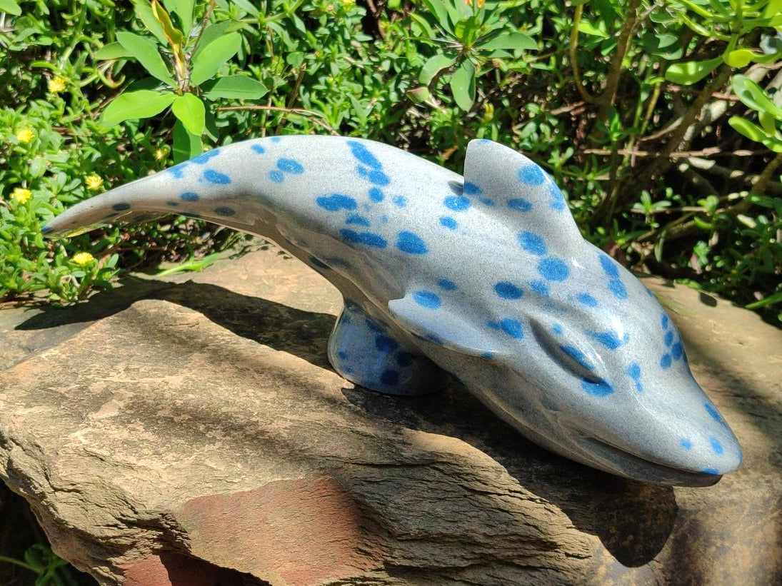 Handmade Large Blue Spotted Spinel Carving x 1 From Madagascar