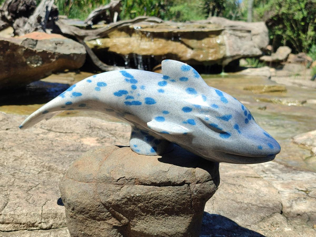 Handmade Large Blue Spotted Spinel Carving x 1 From Madagascar