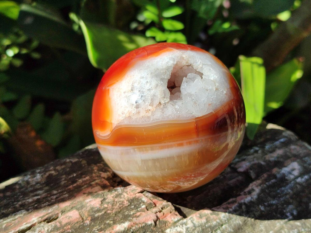 Polished Banded Carnelian Gemstone Sphere x 1 From Madagascar