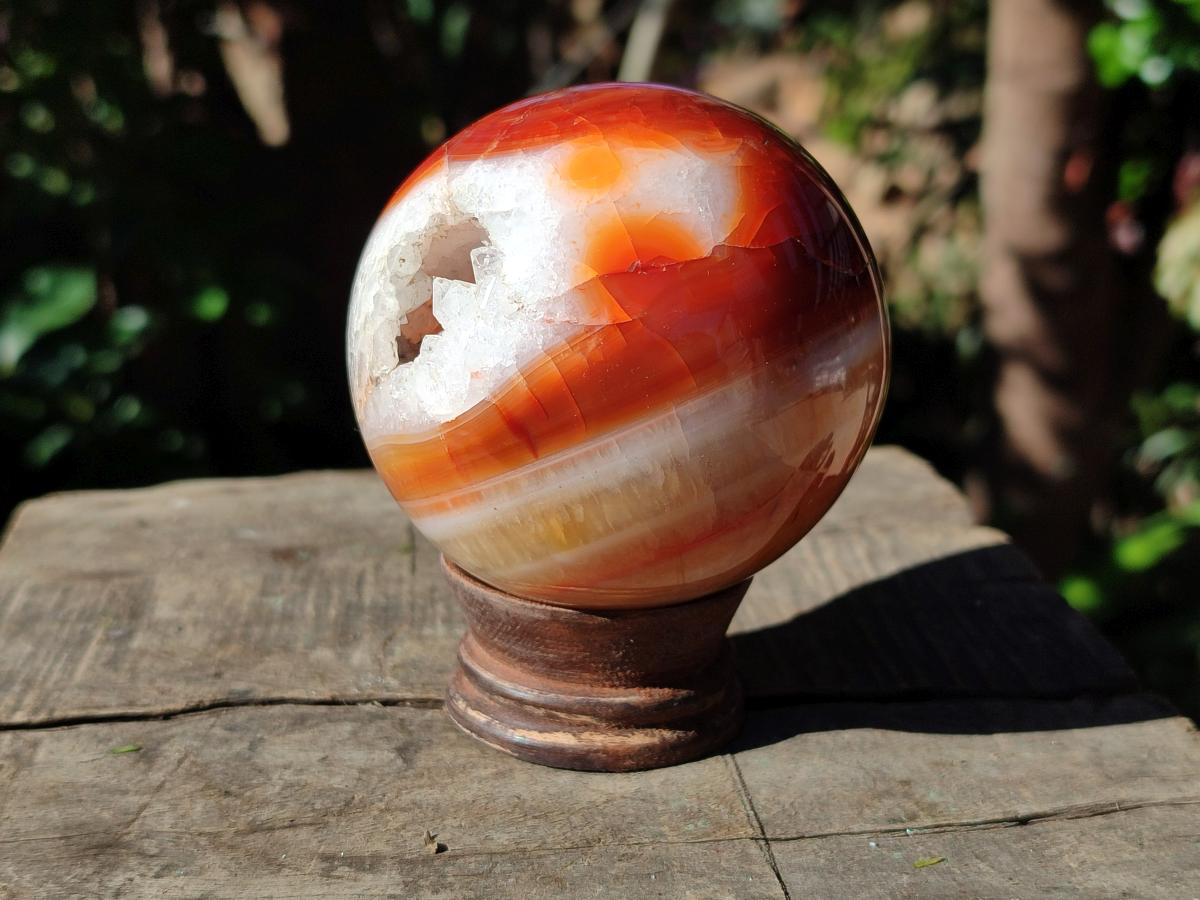 Polished Banded Carnelian Gemstone Sphere x 1 From Madagascar