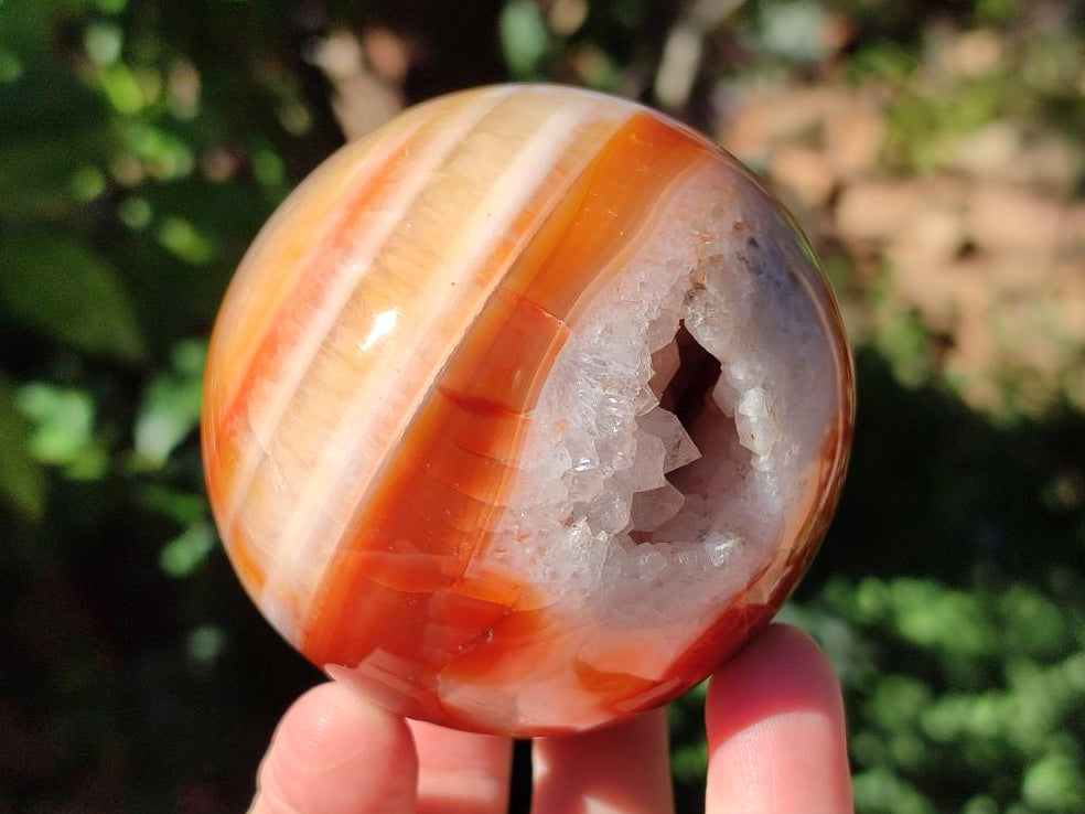 Polished Banded Carnelian Gemstone Sphere x 1 From Madagascar